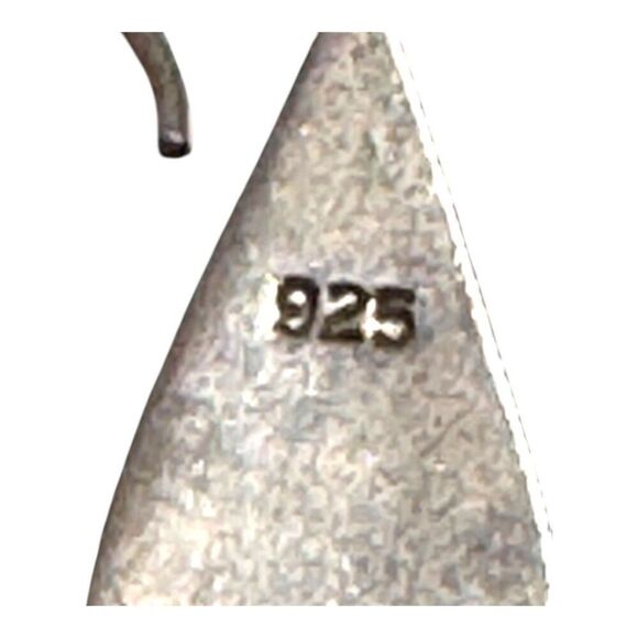 Vintage Sterling Silver 925 Teardrop Dangle Earrings Mother Of Pearl Inlay - Picture 6 of 7